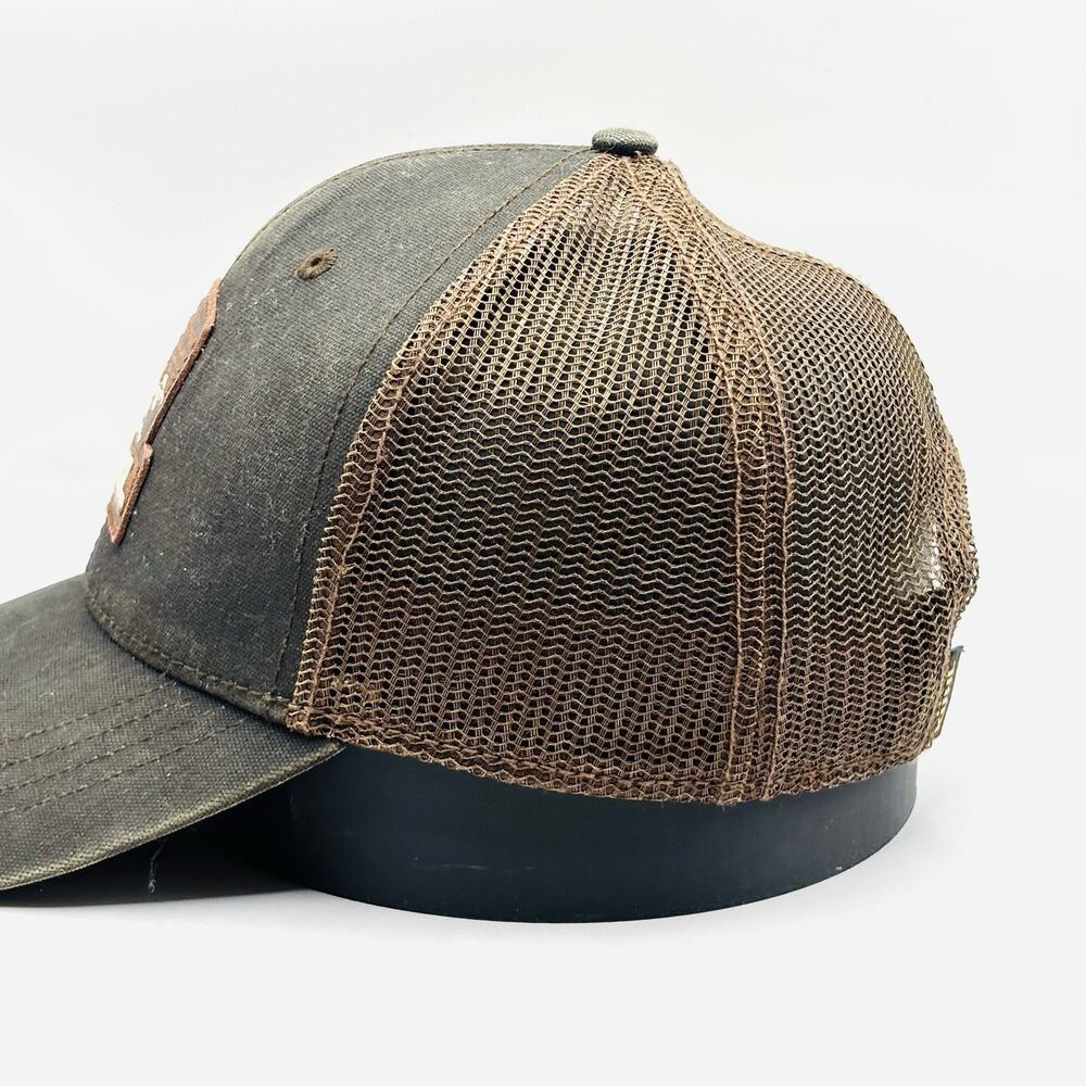 KUHL Green Khaki Truckers Hat Mesh SnapBack Patch Logo Outdoors Hiking Cap - Picture 4 of 5